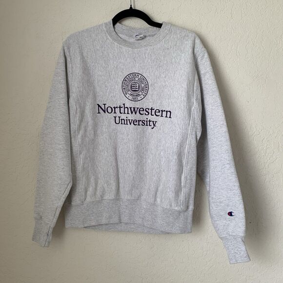 Vintage Y2K Champion Reverse Weave Northwestern University Sweatshirt Gray Small - Picture 1 of 10